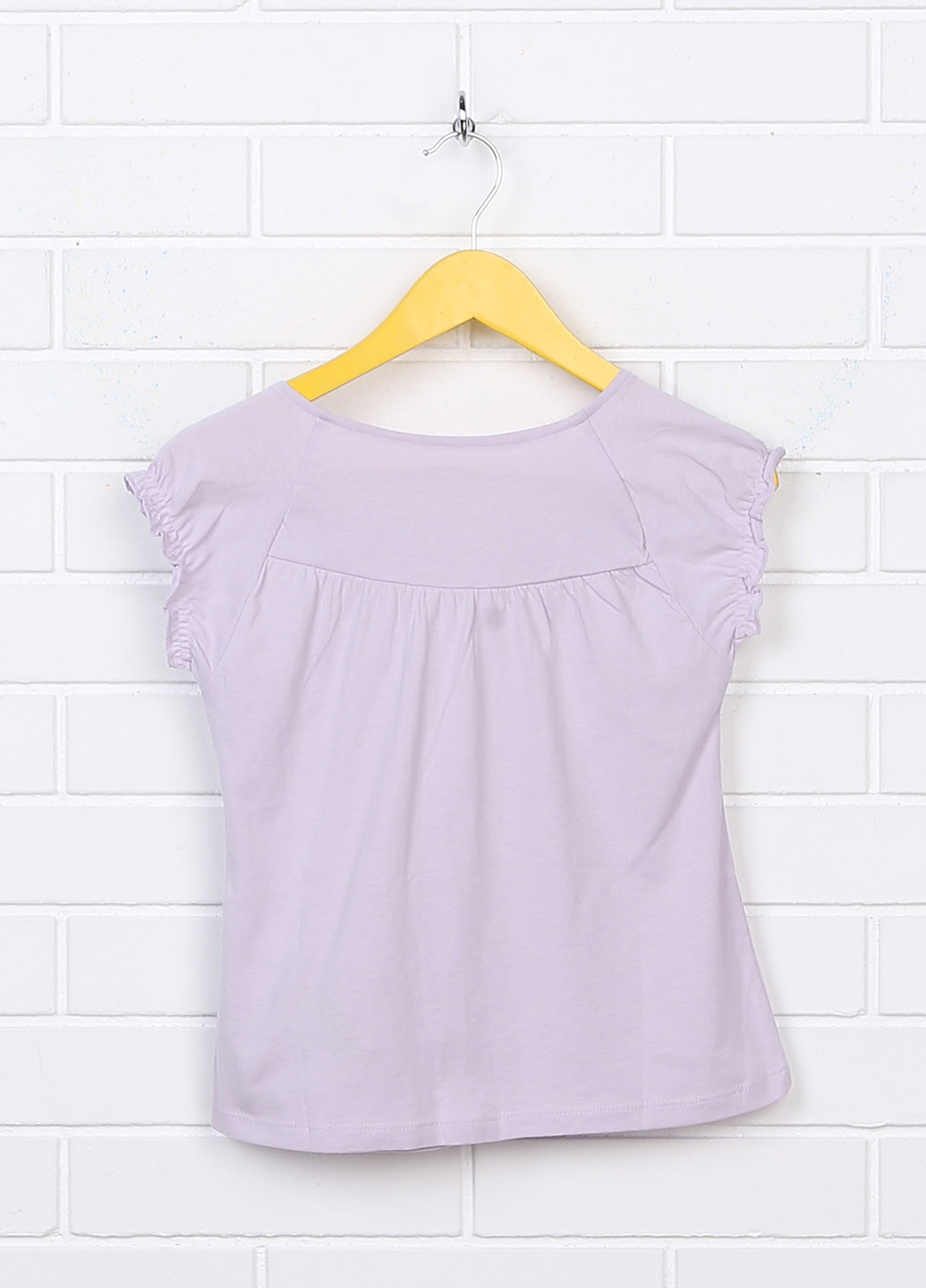 Бледно-лиловая однотонная блузка с коротким рукавом Vertbaudet летняя