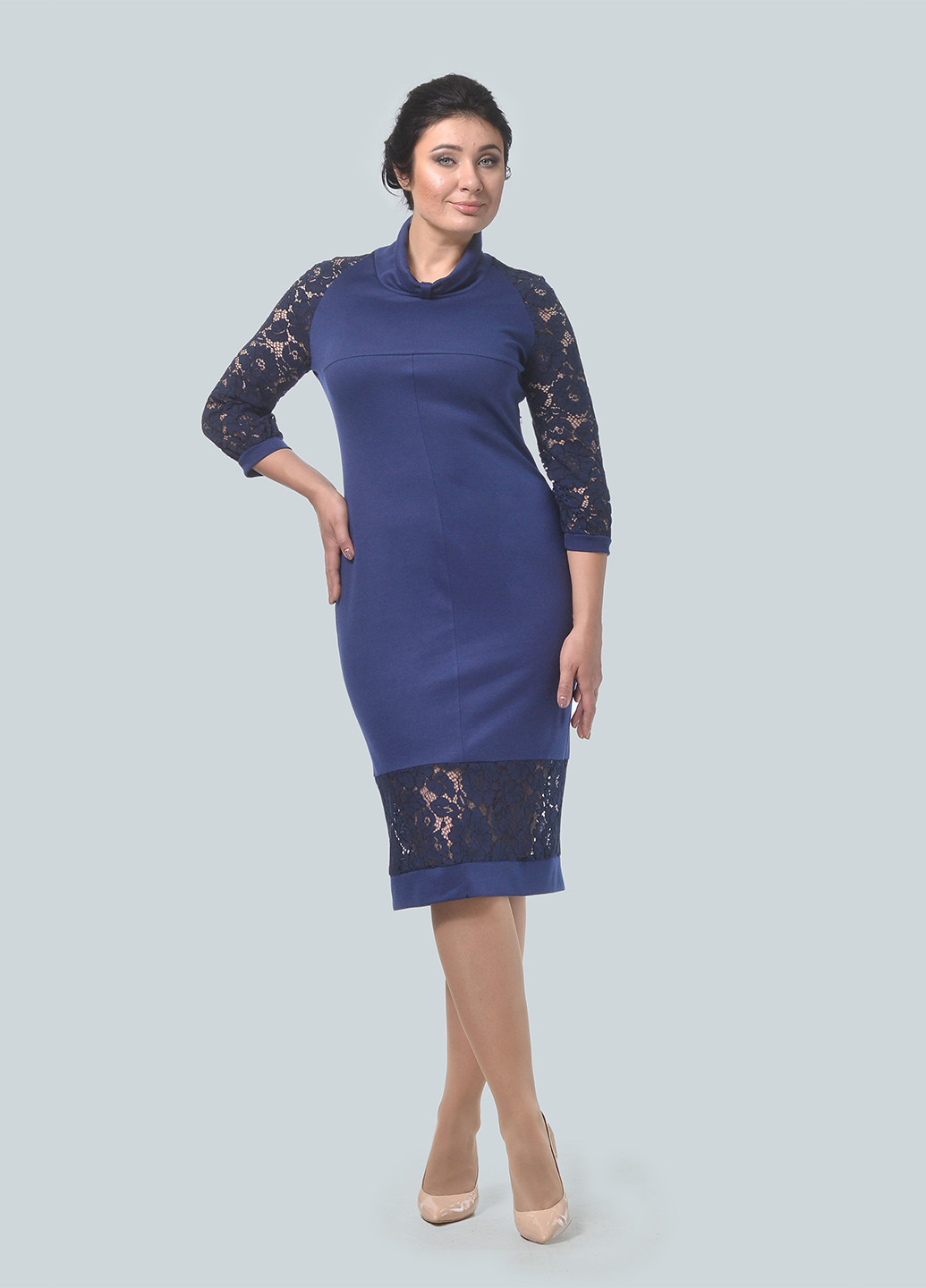 Синее кэжуал платье футляр Alika Kruss однотонное