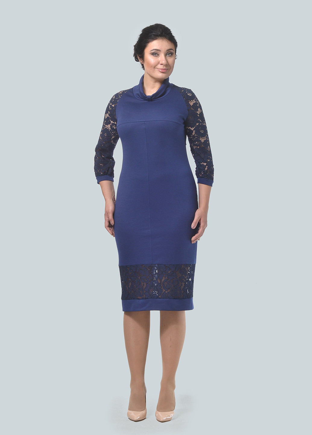 Синее кэжуал платье футляр Alika Kruss однотонное