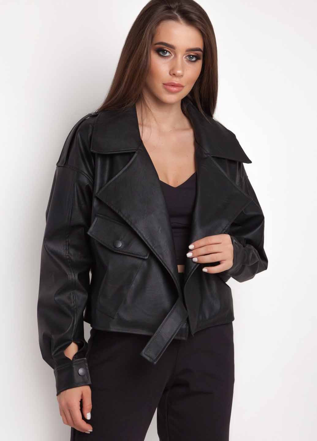 Чорна демісезонна куртка косуха Fashion