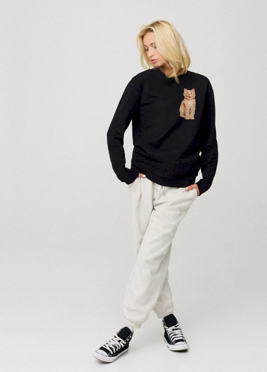 Черный світшот жіночий oversize /no flis/ YAPPI (254658632)
