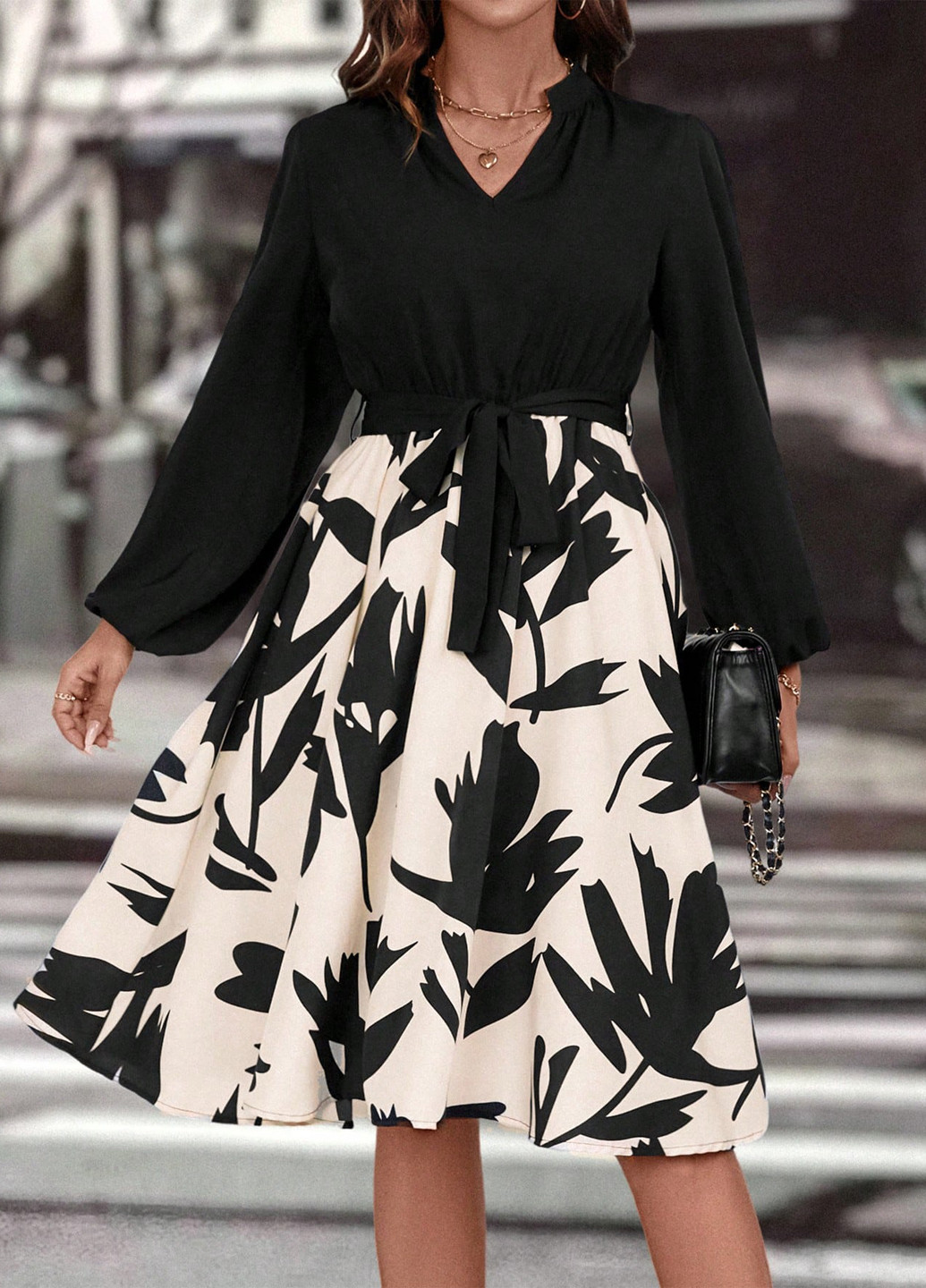 Комбінована кежуал сукня кльош SHEIN колор блок