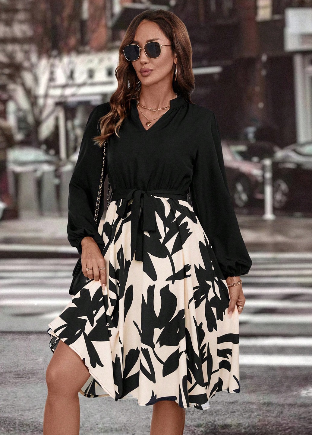 Комбінована кежуал сукня кльош SHEIN колор блок