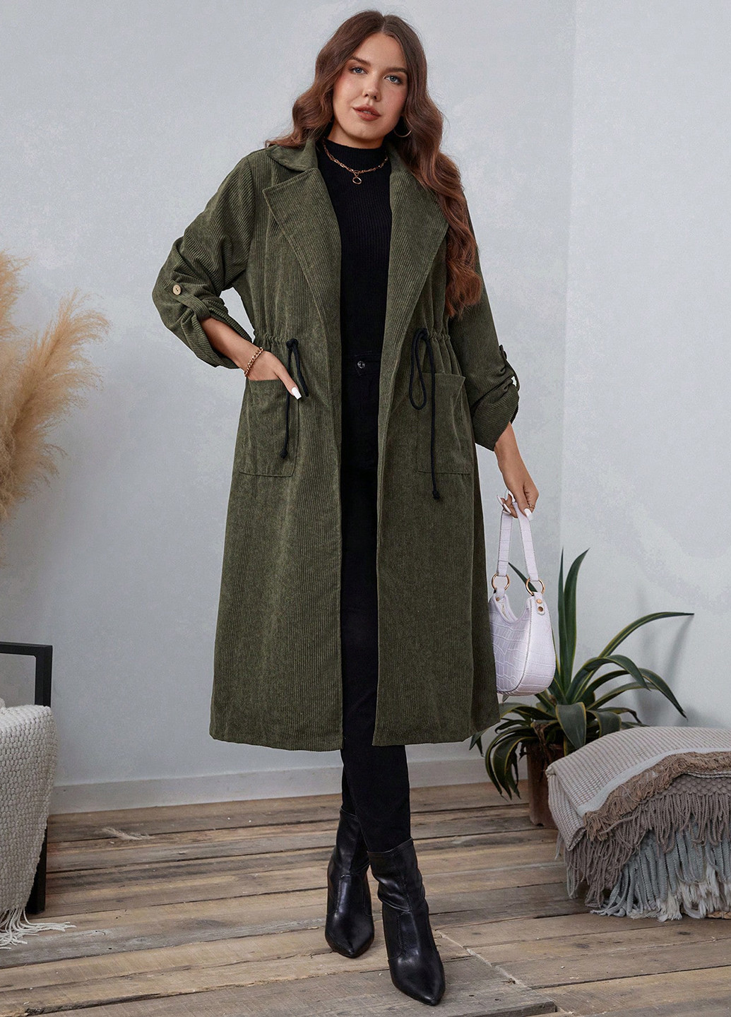 Плащ SHEIN тренчкот на зав'язках демісезон (316157886)