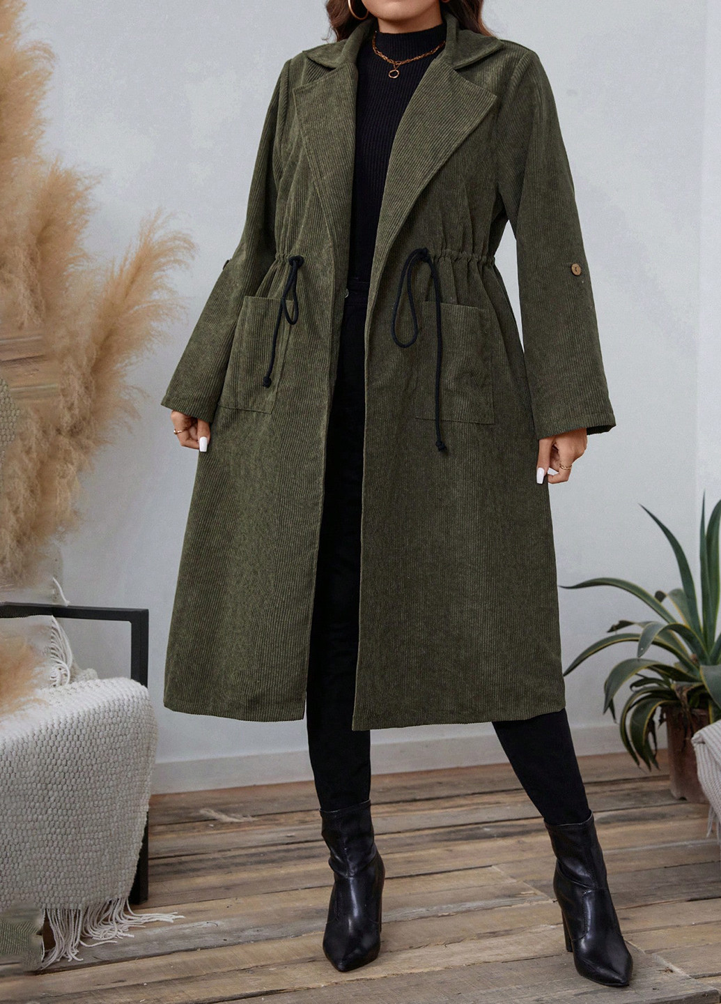 Плащ SHEIN тренчкот на зав'язках демісезон (316157886)