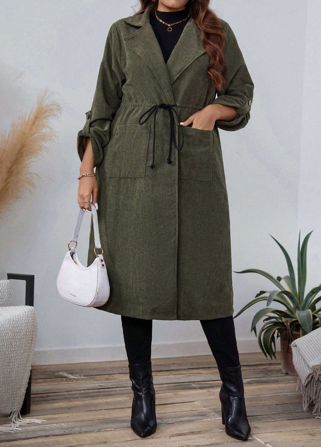 Плащ SHEIN тренчкот на зав'язках демісезон (316157886)