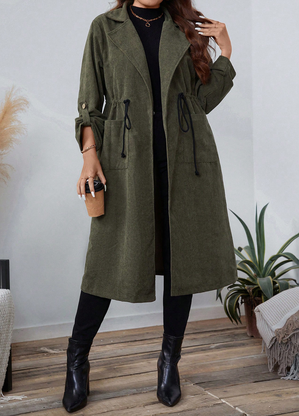 Плащ SHEIN тренчкот на зав'язках демісезон (316157886)