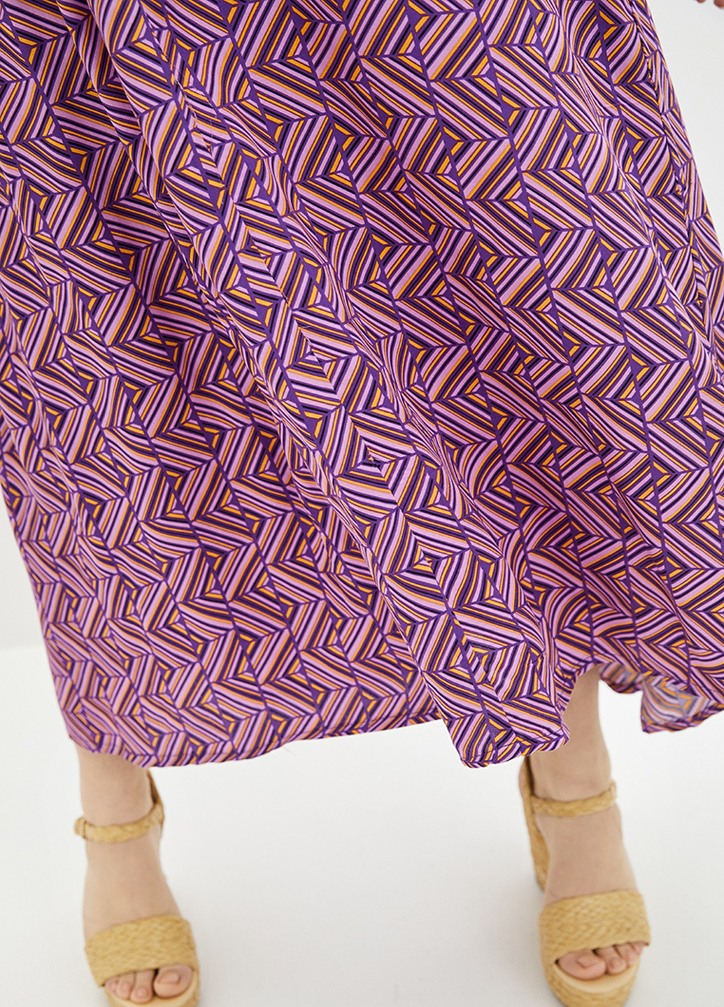 Фиолетовое кэжуал платье а-силуэт Jhiva с геометрическим узором