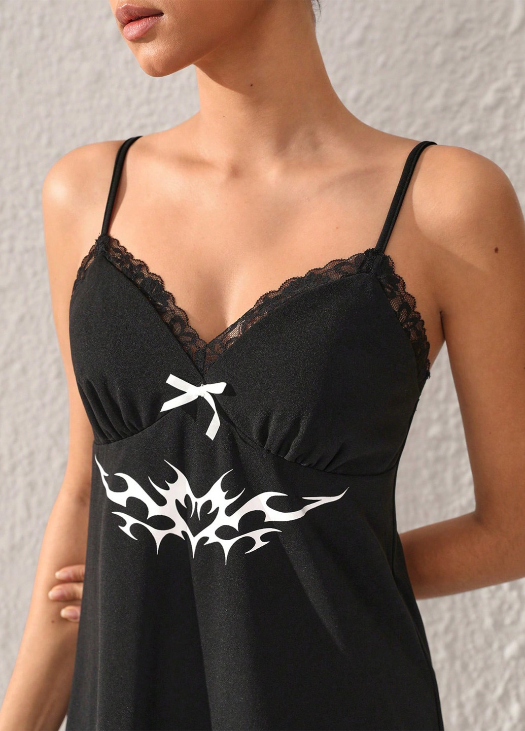 Чорна кежуал сукня сукня-комбінація SHEIN з малюнком