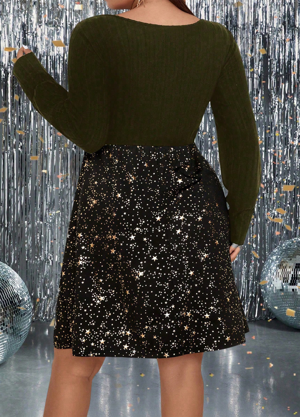 Комбинированное кэжуал, коктейльное платье клеш SHEIN звезды