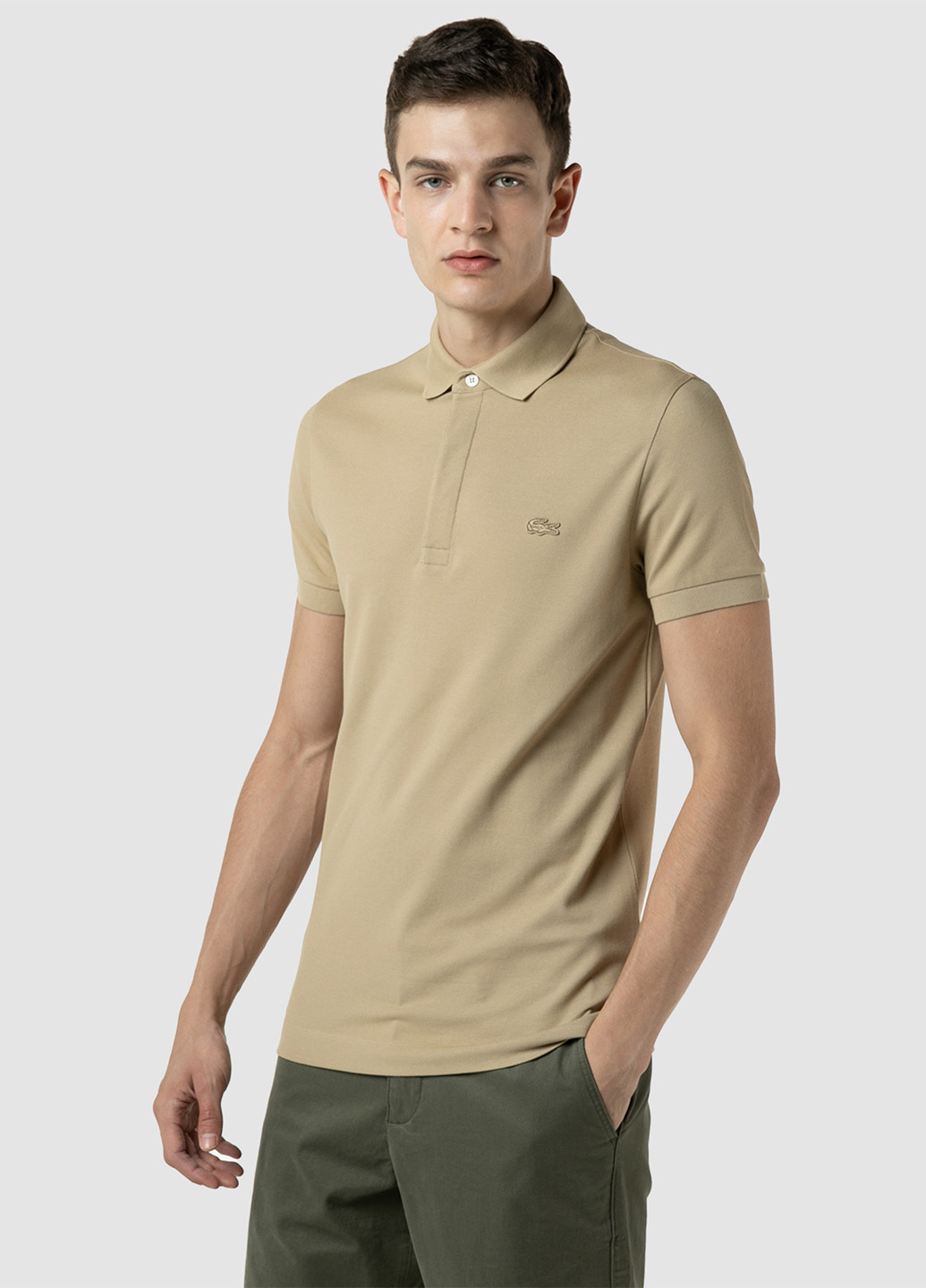 Песочная футболка-поло для мужчин Lacoste однотонная