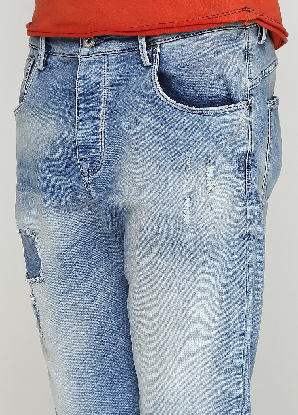 Шорты Jack & Jones середня талія однотонні блакитні джинсові