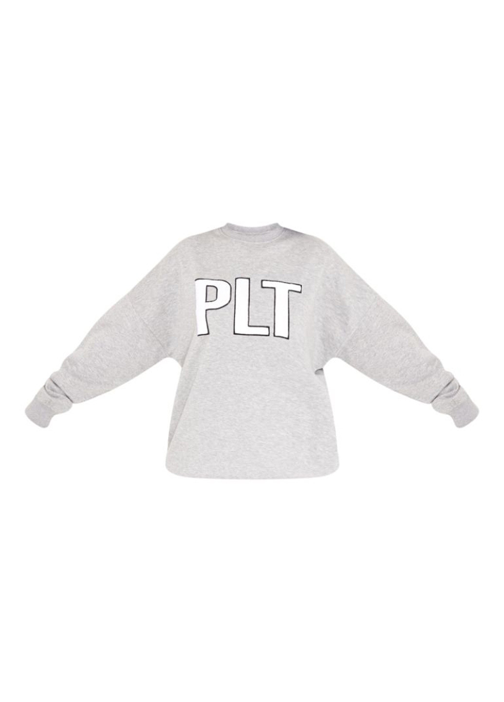 Сірий світшот PrettyLittleThing логотип без декору (340453265)