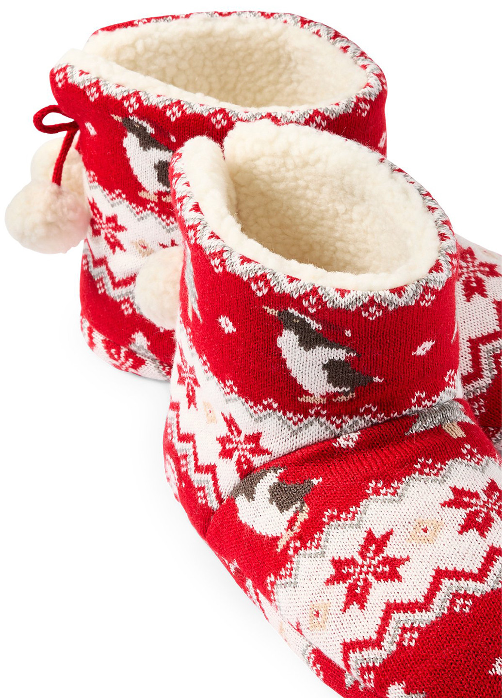 Красные тапочки C&A с помпонами