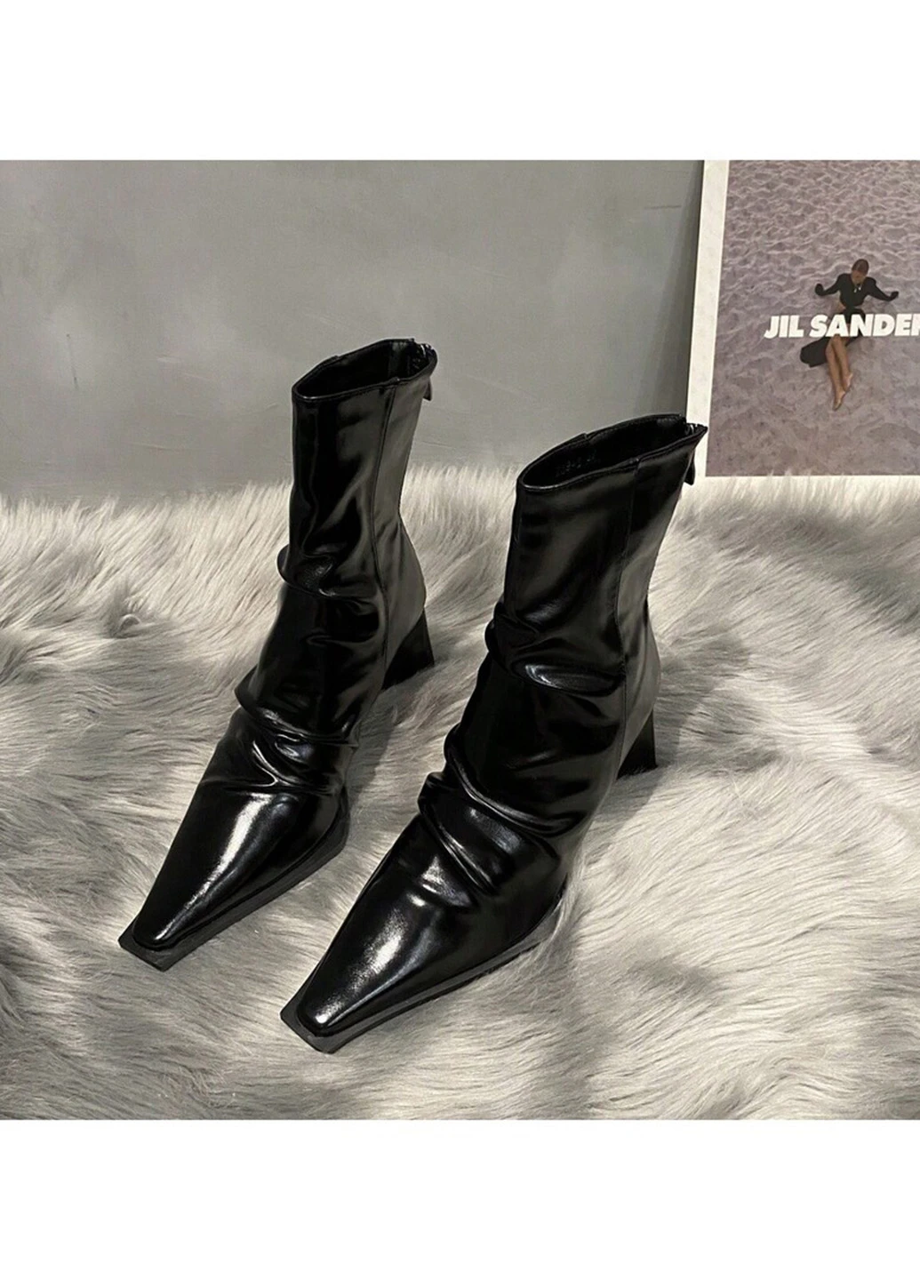 Осенние ботинки SHEIN лаковые из искусственной кожи
