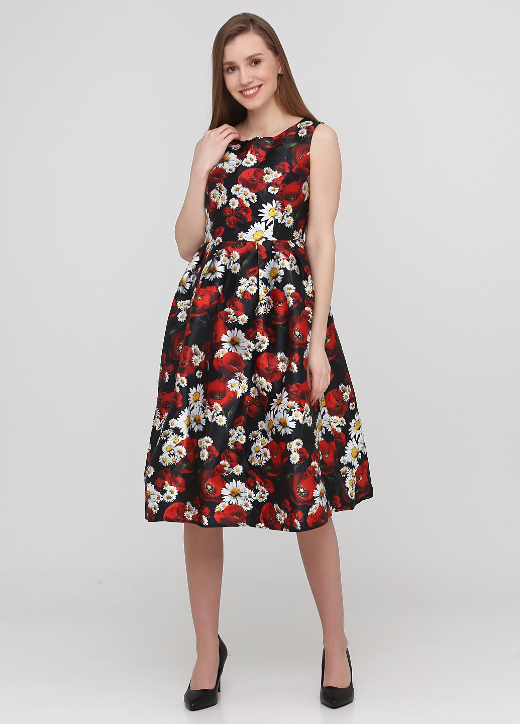 Комбінована коктейльна плаття, сукня дзвін Vero Moda з квітковим принтом