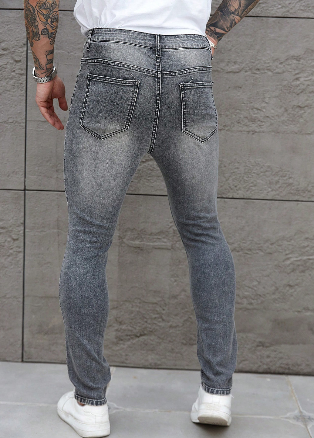 Светло-серые демисезонные скинни джинсы SHEIN