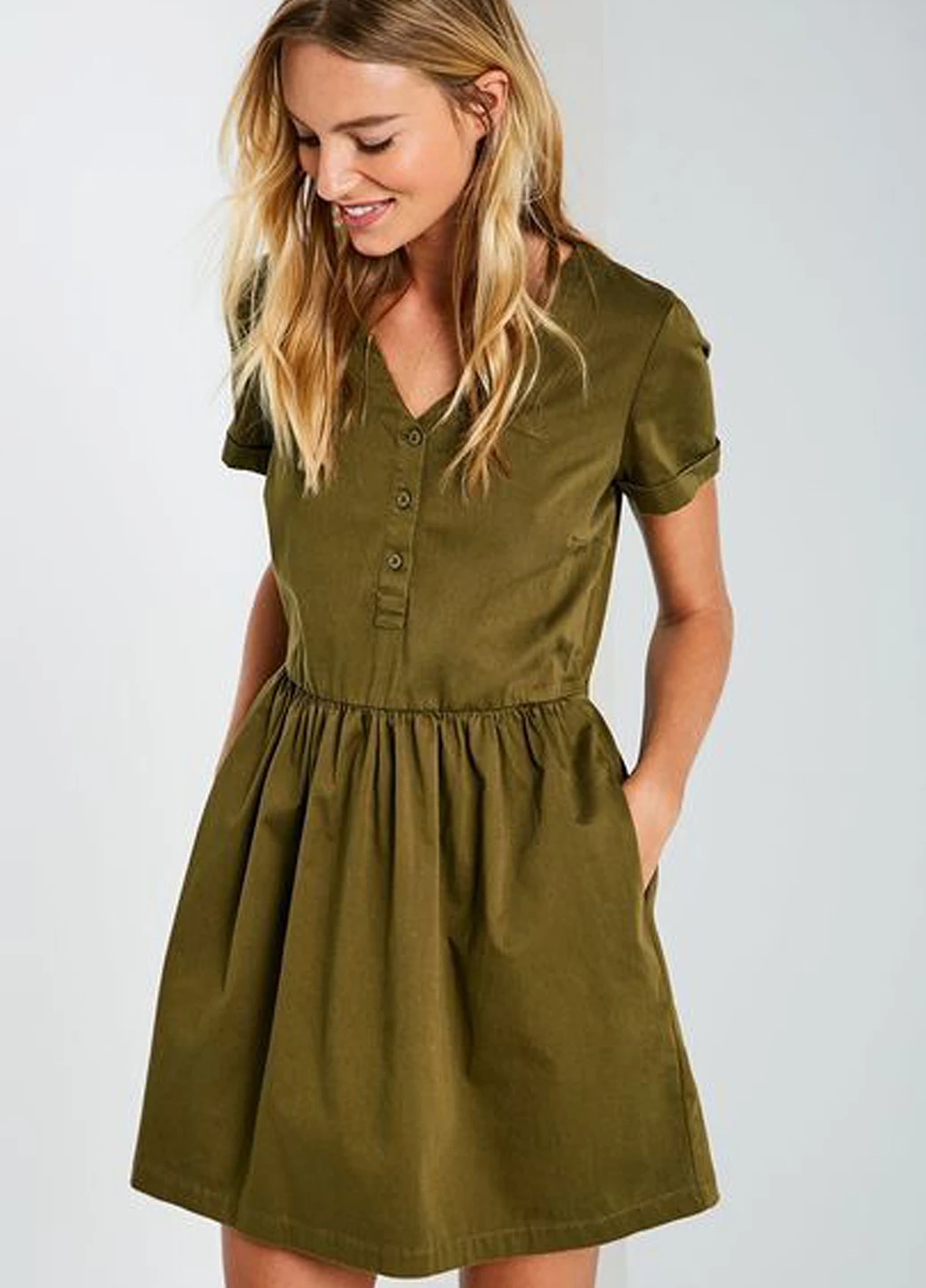 Оливковое кэжуал платье клеш Jack Wills однотонное