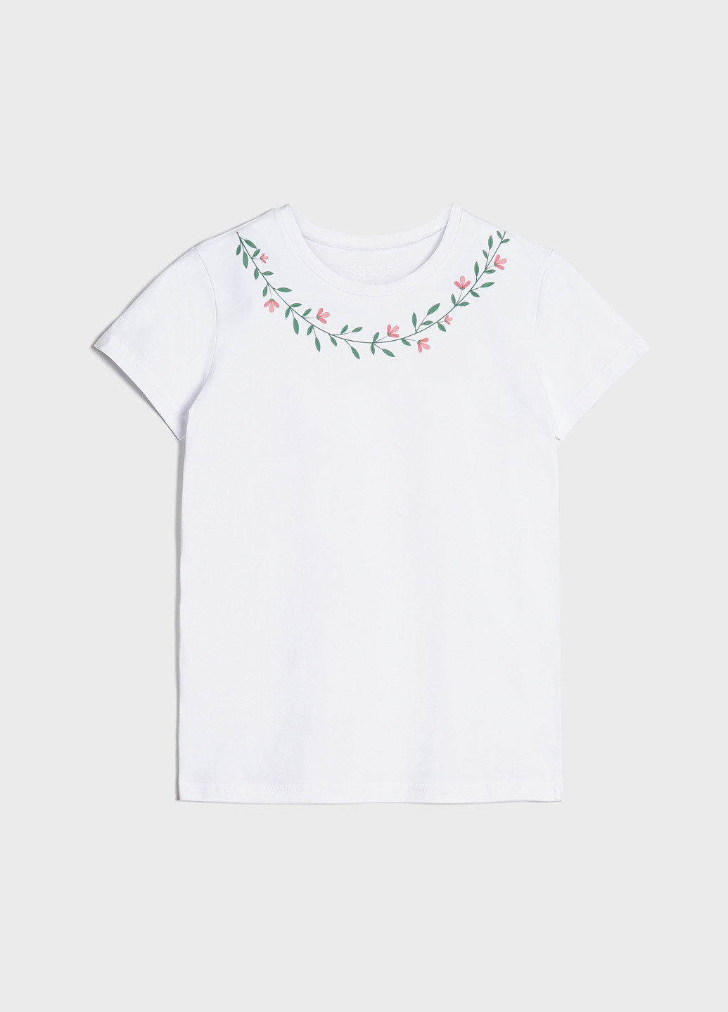 Біла літня футболка базова, квітковий орнамент KASTA design