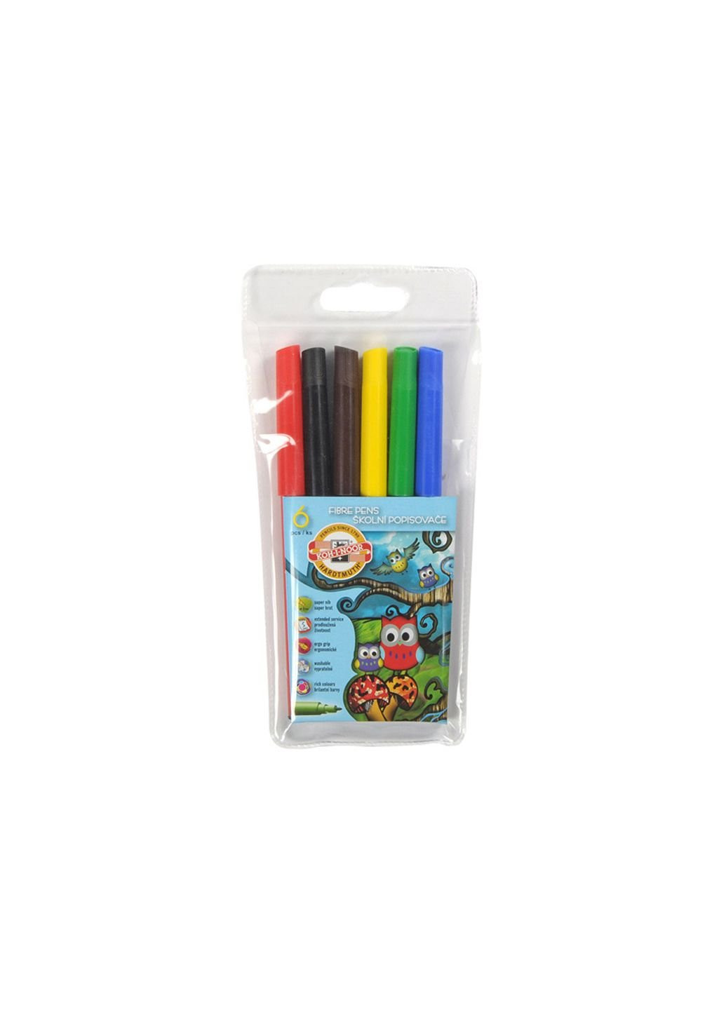 Фломастери Совенки, 6 кольорів, поліетиленова упаковка (1012ET/6) Koh-I-Noor (254066473)