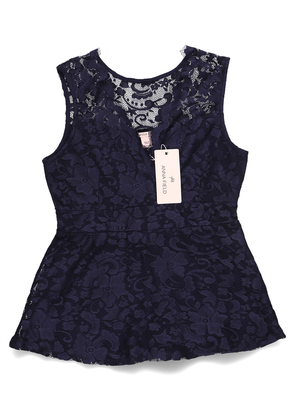 Тёмно-синяя топ с баской Anna Field