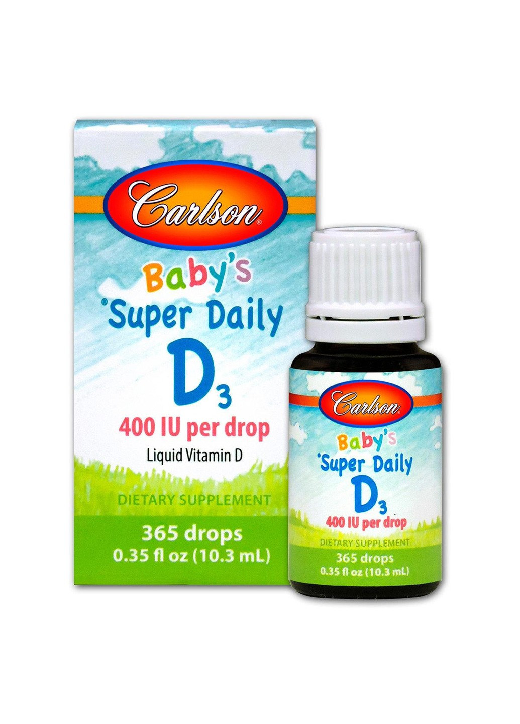 Рідкий Вітамін Д3 Baby's Super Daily D3 400 IU (10.3 мл) карлсон лаб Carlson Labs (255407969)