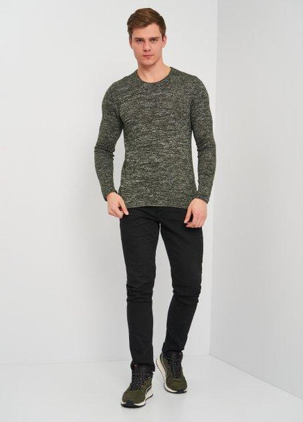 Зелений джемпер,зелений-сірий, Solid