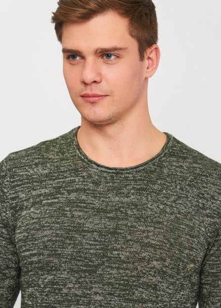 Зелений джемпер,зелений-сірий, Solid