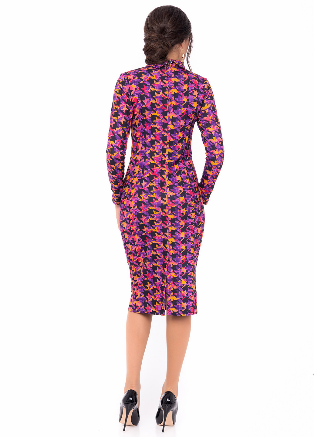 Фіолетова кежуал сукня футляр Iren Klairie з візерунком "гусяча лапка"