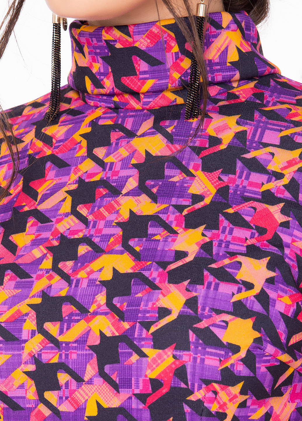 Фіолетова кежуал сукня футляр Iren Klairie з візерунком "гусяча лапка"