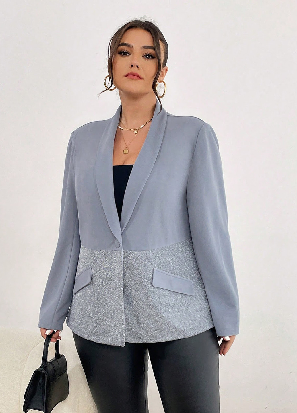Серый женский жакет SHEIN однотонный - демисезонный
