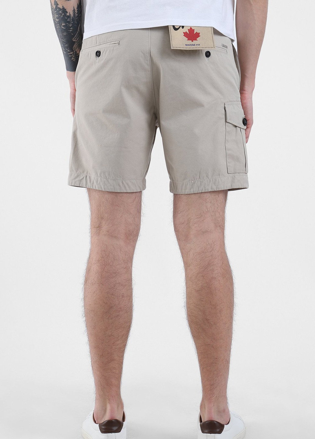 Бежевые хлопковые шорты с накладными карманами Dsquared2 (251250440)