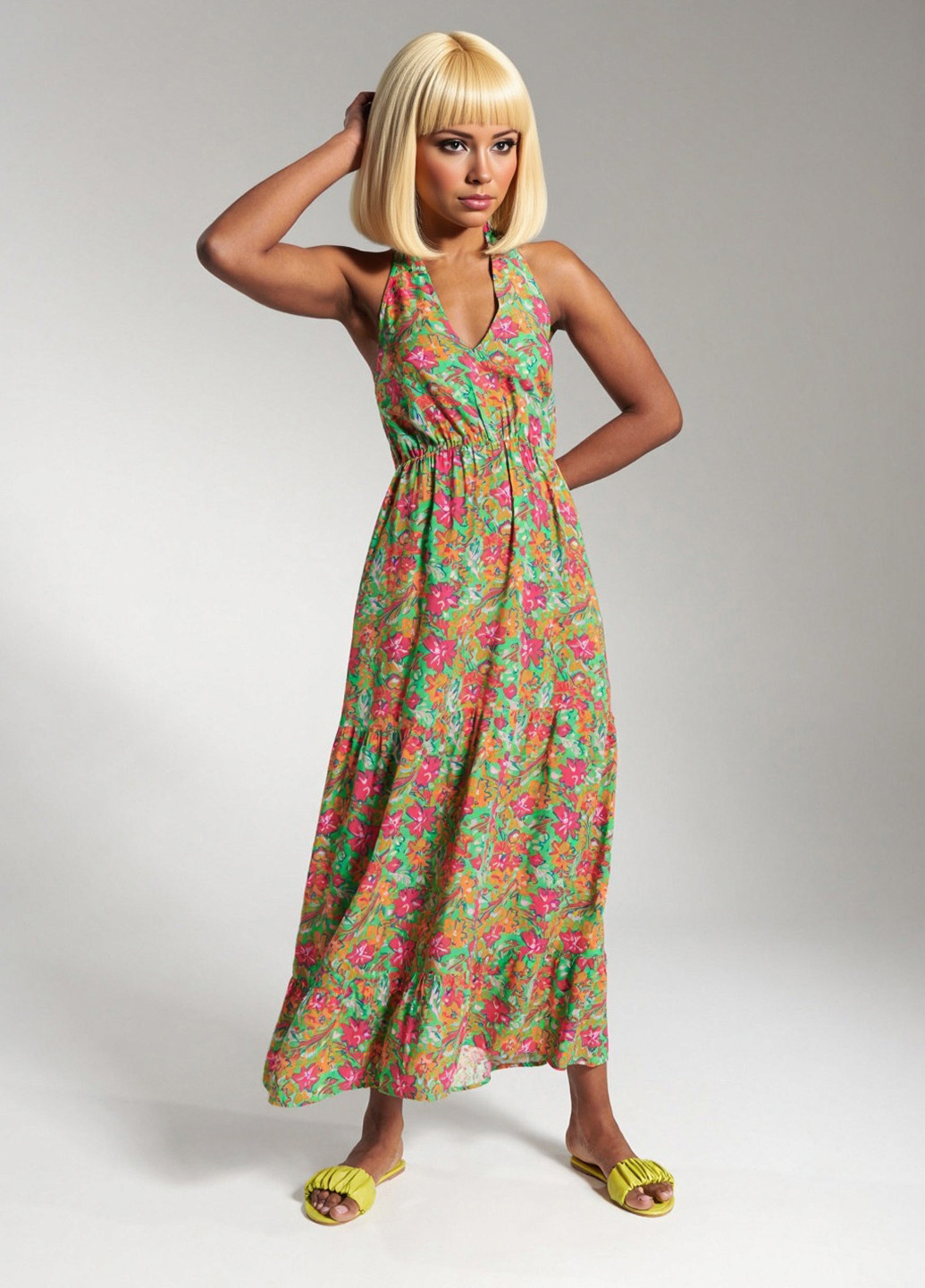 Комбінована кежуал сукня з відкритою спиною Sinsay з квітковим принтом