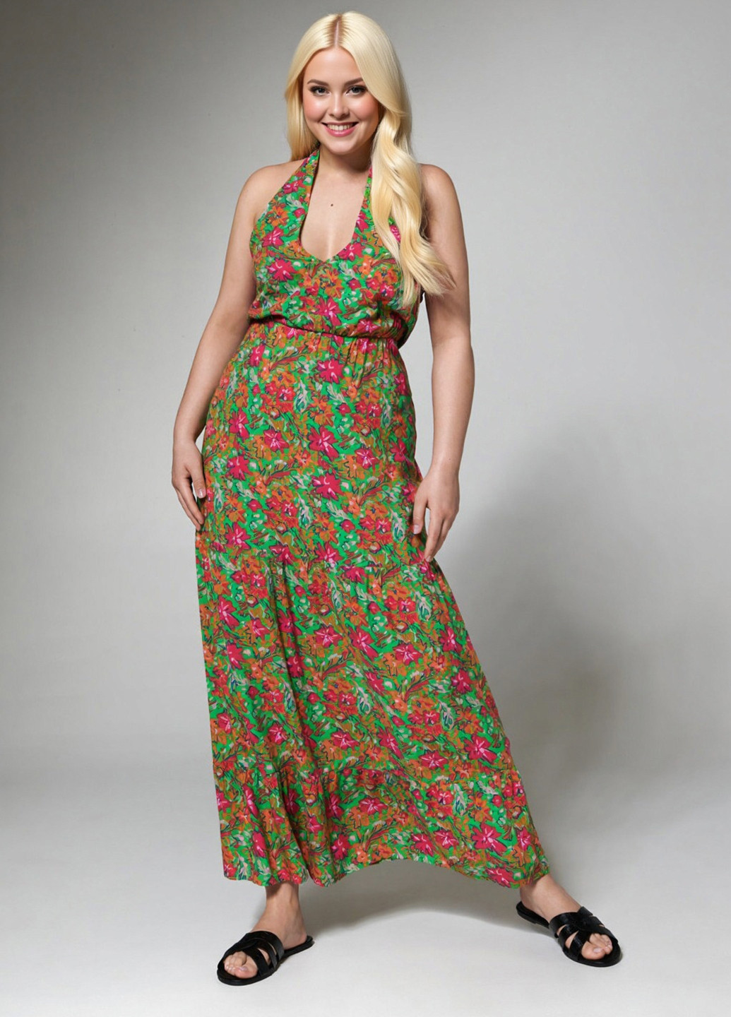 Комбінована кежуал сукня з відкритою спиною Sinsay з квітковим принтом