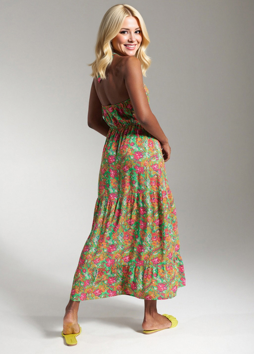 Комбінована кежуал сукня з відкритою спиною Sinsay з квітковим принтом