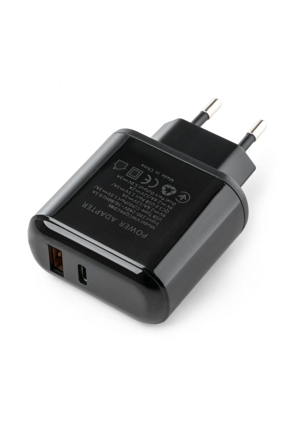 Зарядное устройство (VWCQPACDBK) Vinga 2 port qc3.0+pd display wall charger (253507027)