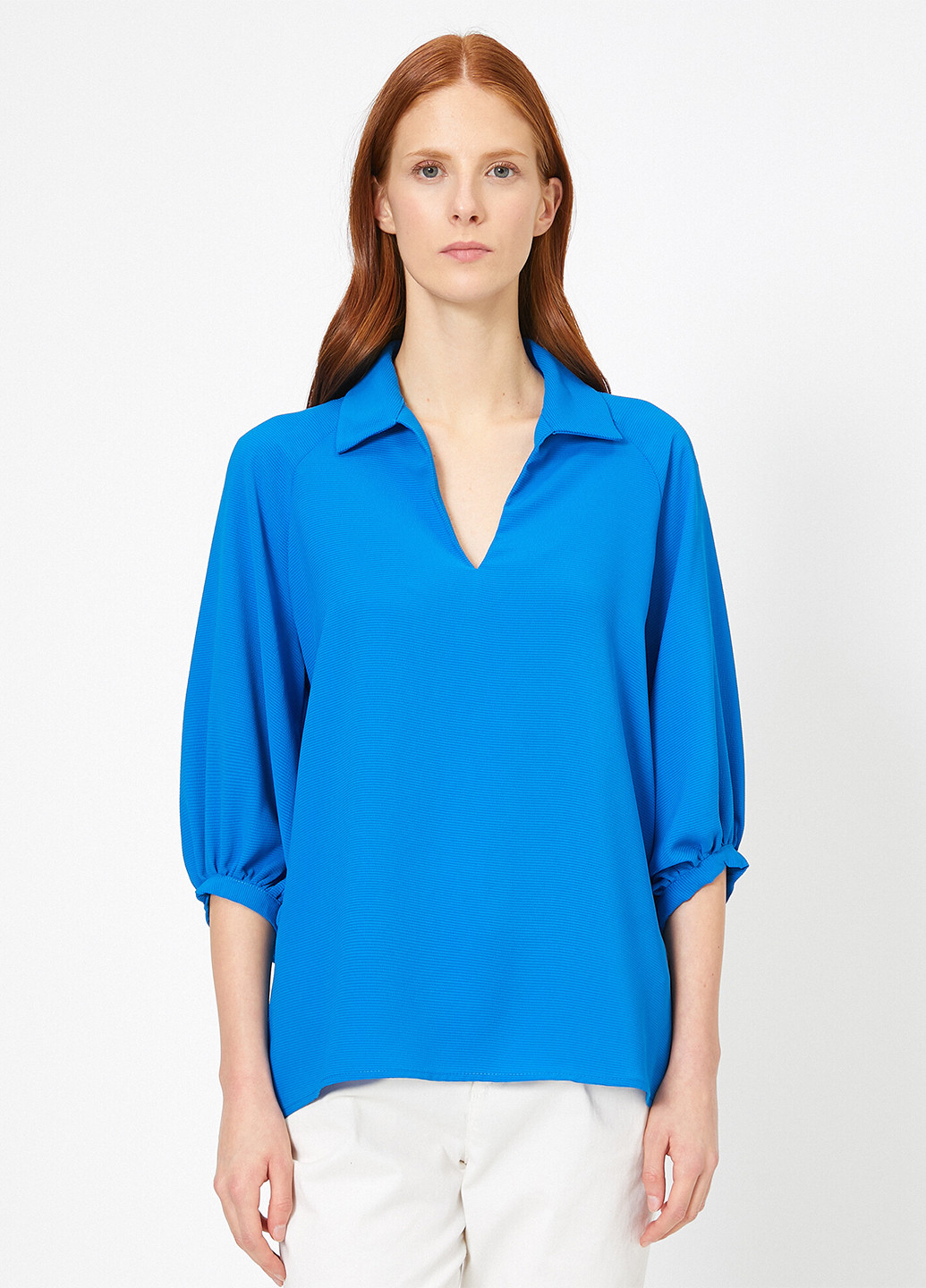 Темно-блакитна демісезонна блуза KOTON