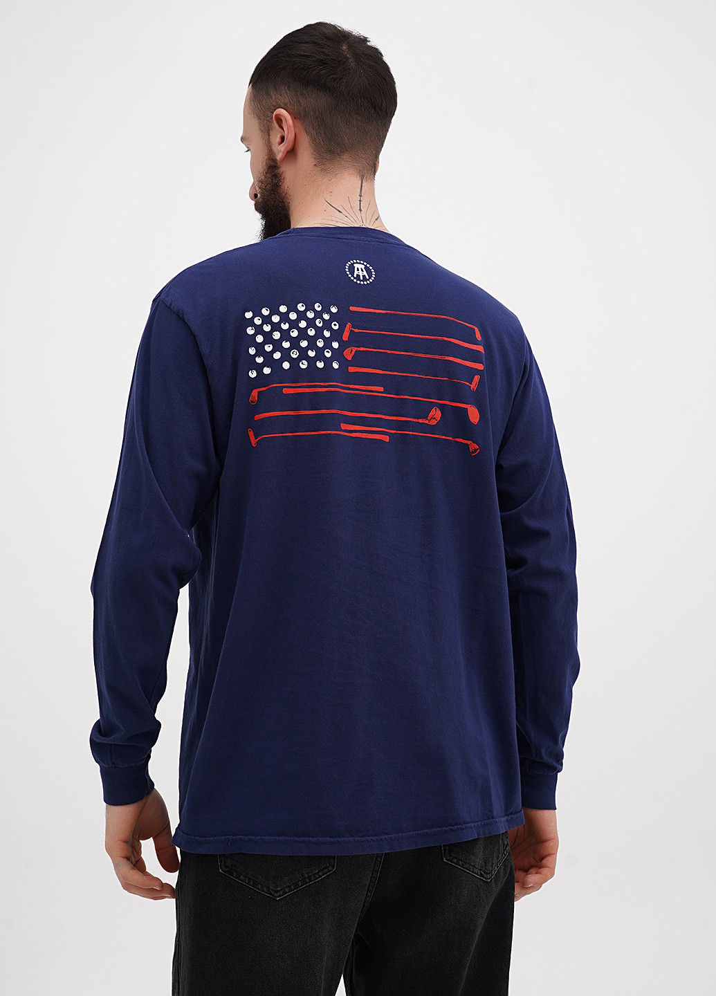 Темно-синий демисезонный кэжуал лонгслив Comfort Colors с надписями