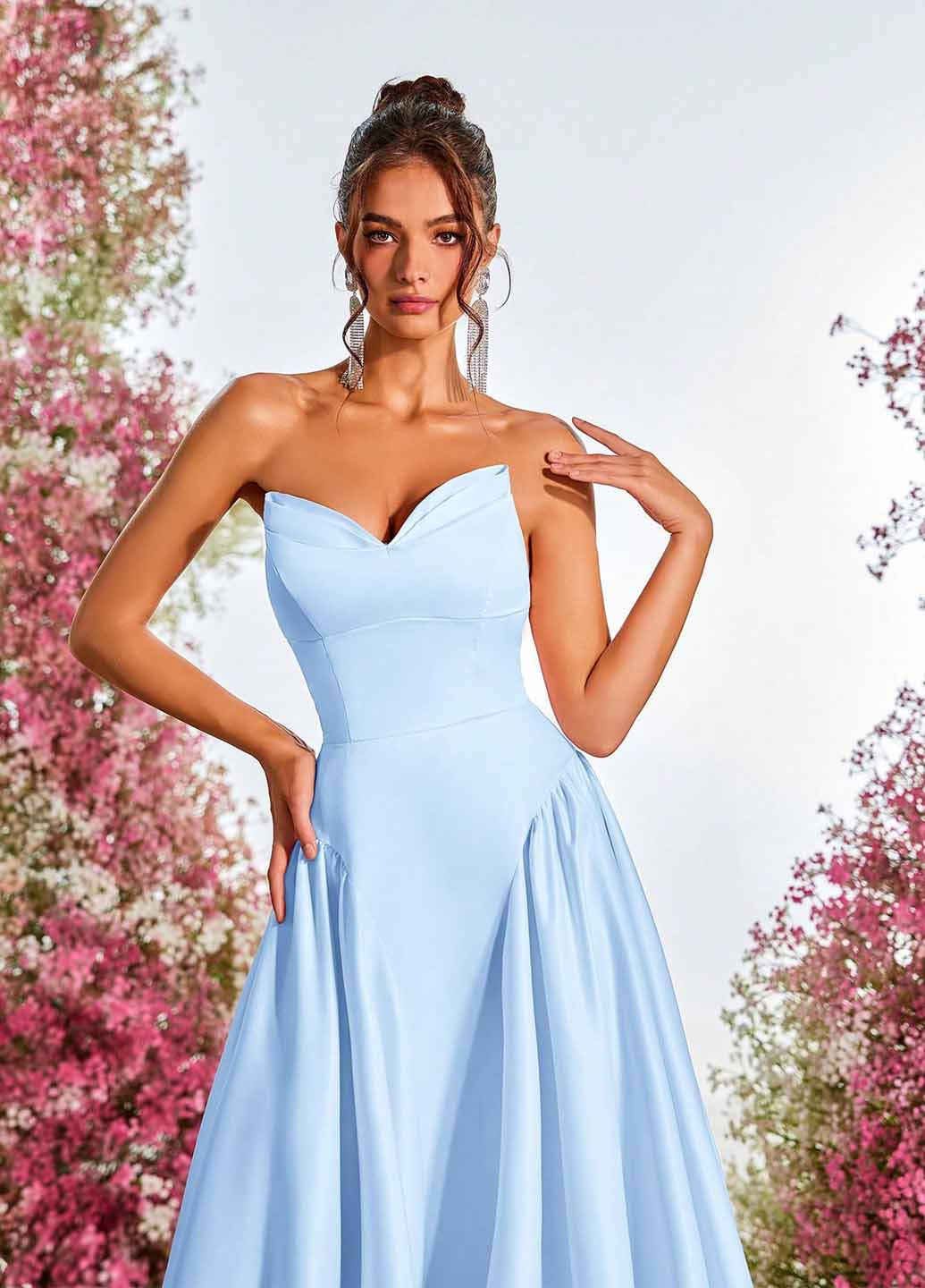 Голубое праздничный, вечернее платье с корсетом SHEIN однотонное