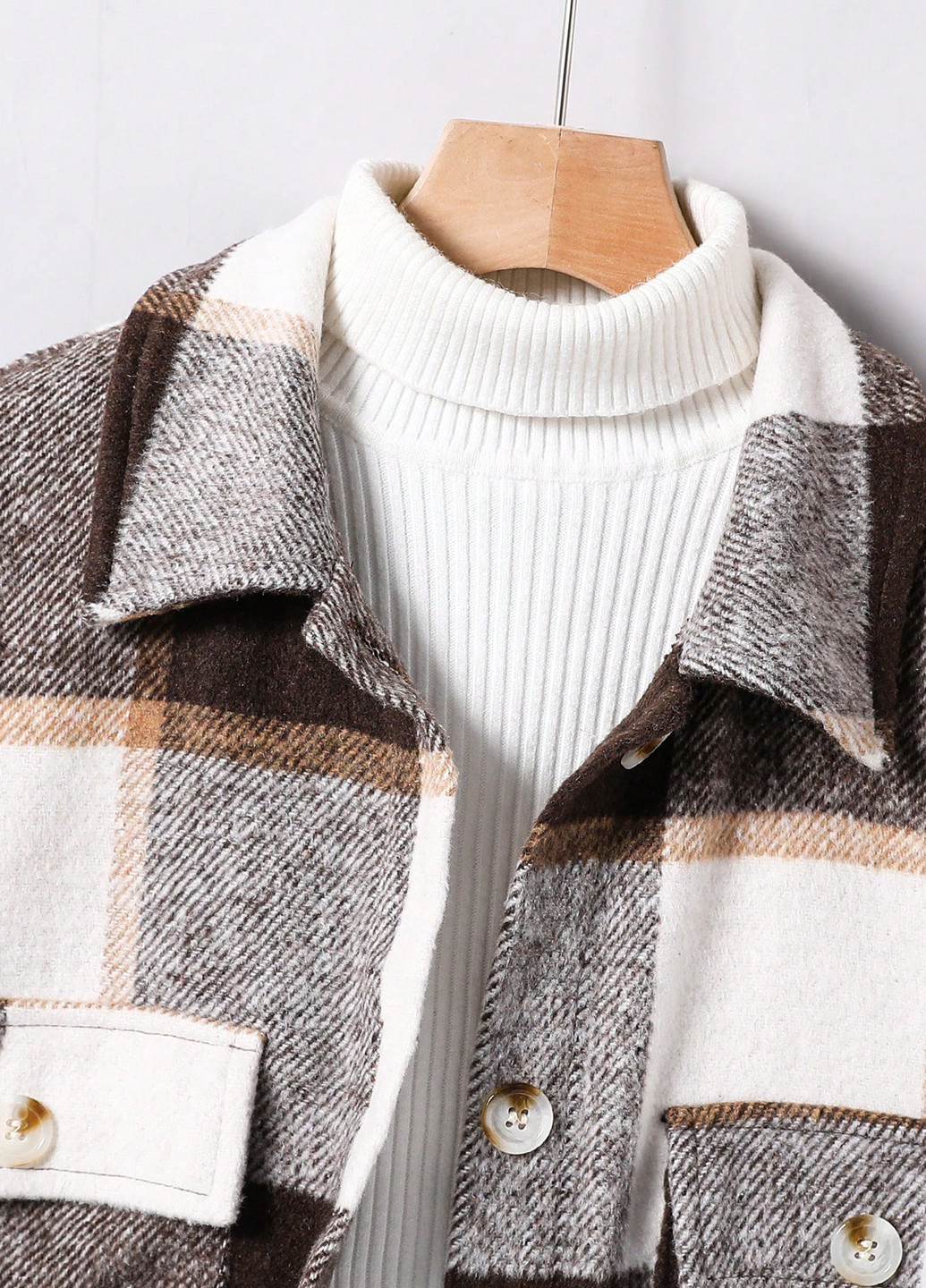 Комбіноване демісезонне Пальто пальто-сорочка SHEIN