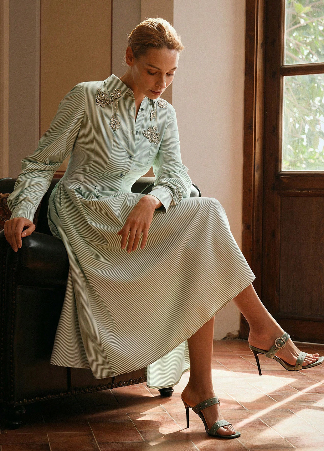 М'ятна святковий, ділова, кежуал сукня сукня-сорочка SHEIN в смужку