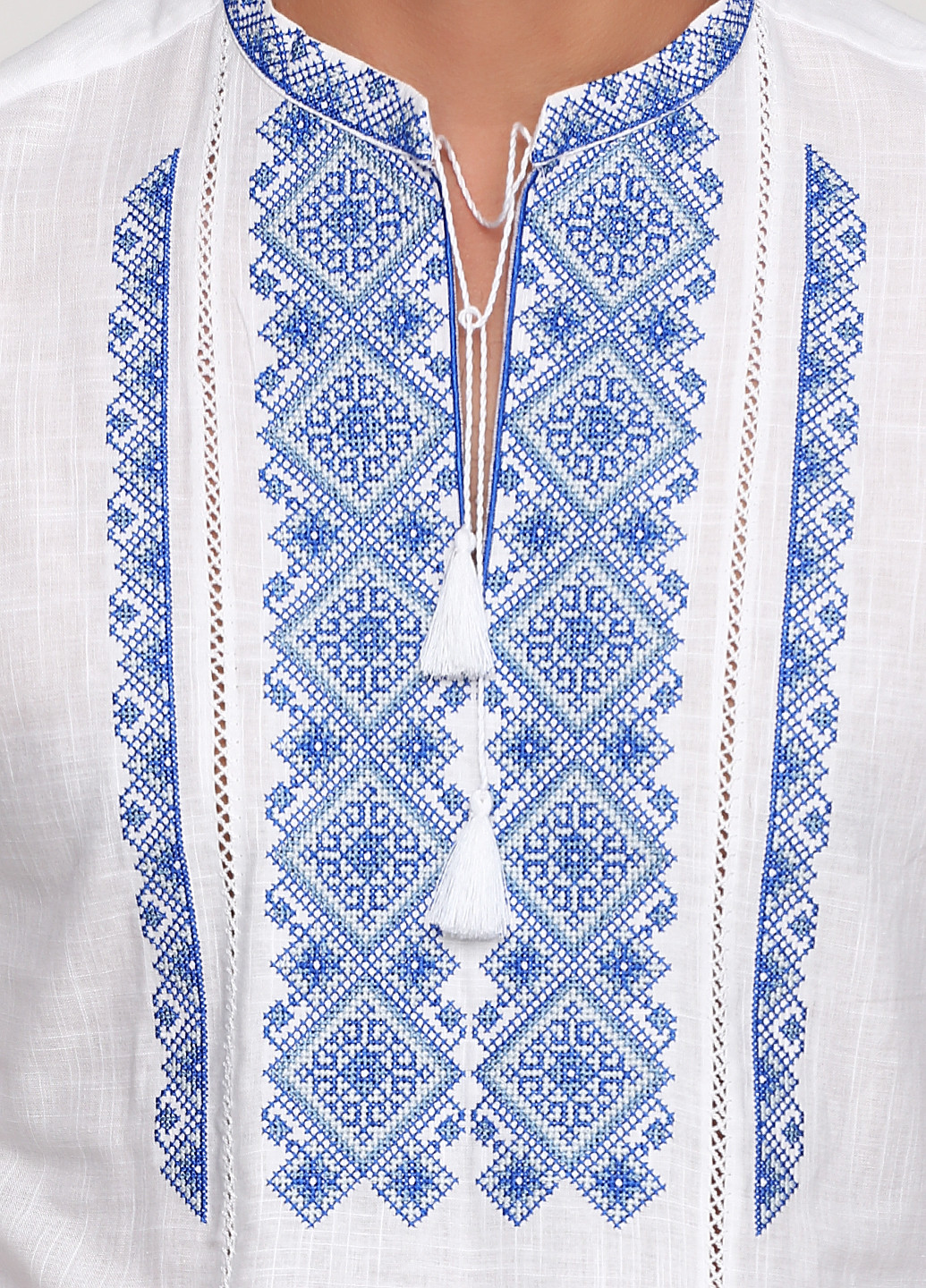 Вышиванка ЕтноМодерн Рубашка с длинным рукавом орнамент белая кэжуал