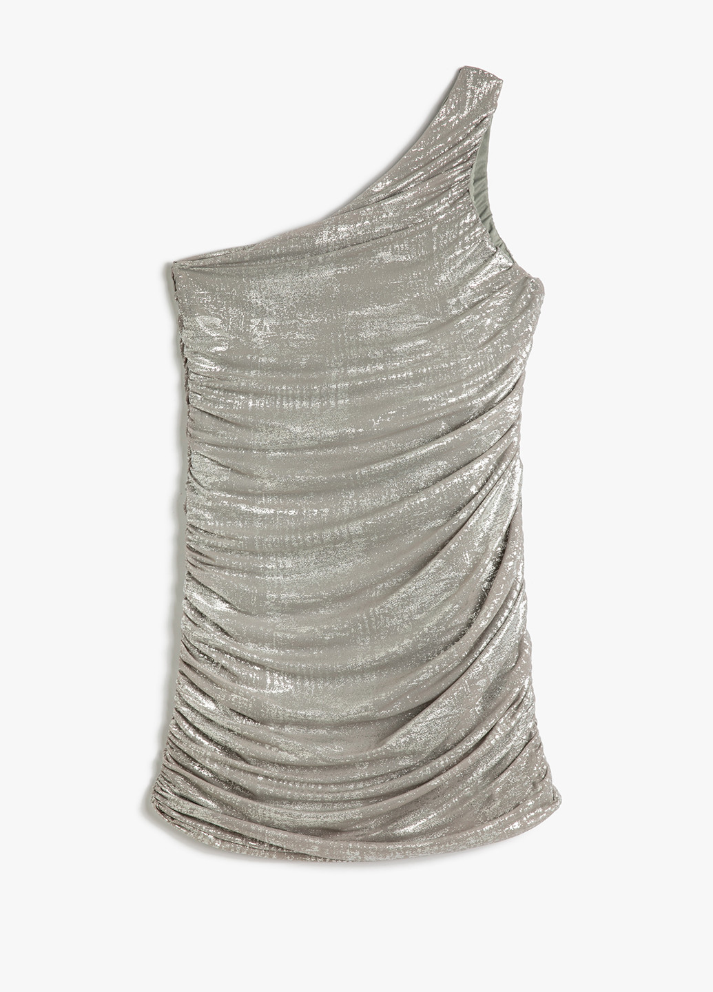 Сіра кежуал, коктейльна сукня на одне плече KOTON з абстрактним візерунком