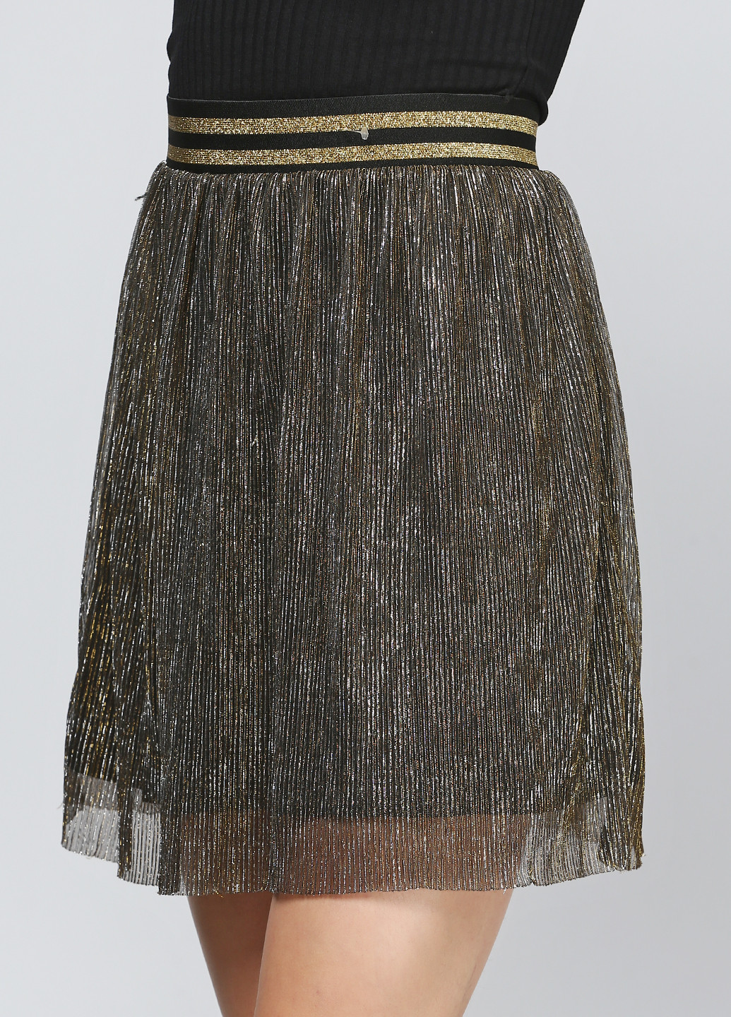 Золотистая кэжуал однотонная юбка H&M клешированная