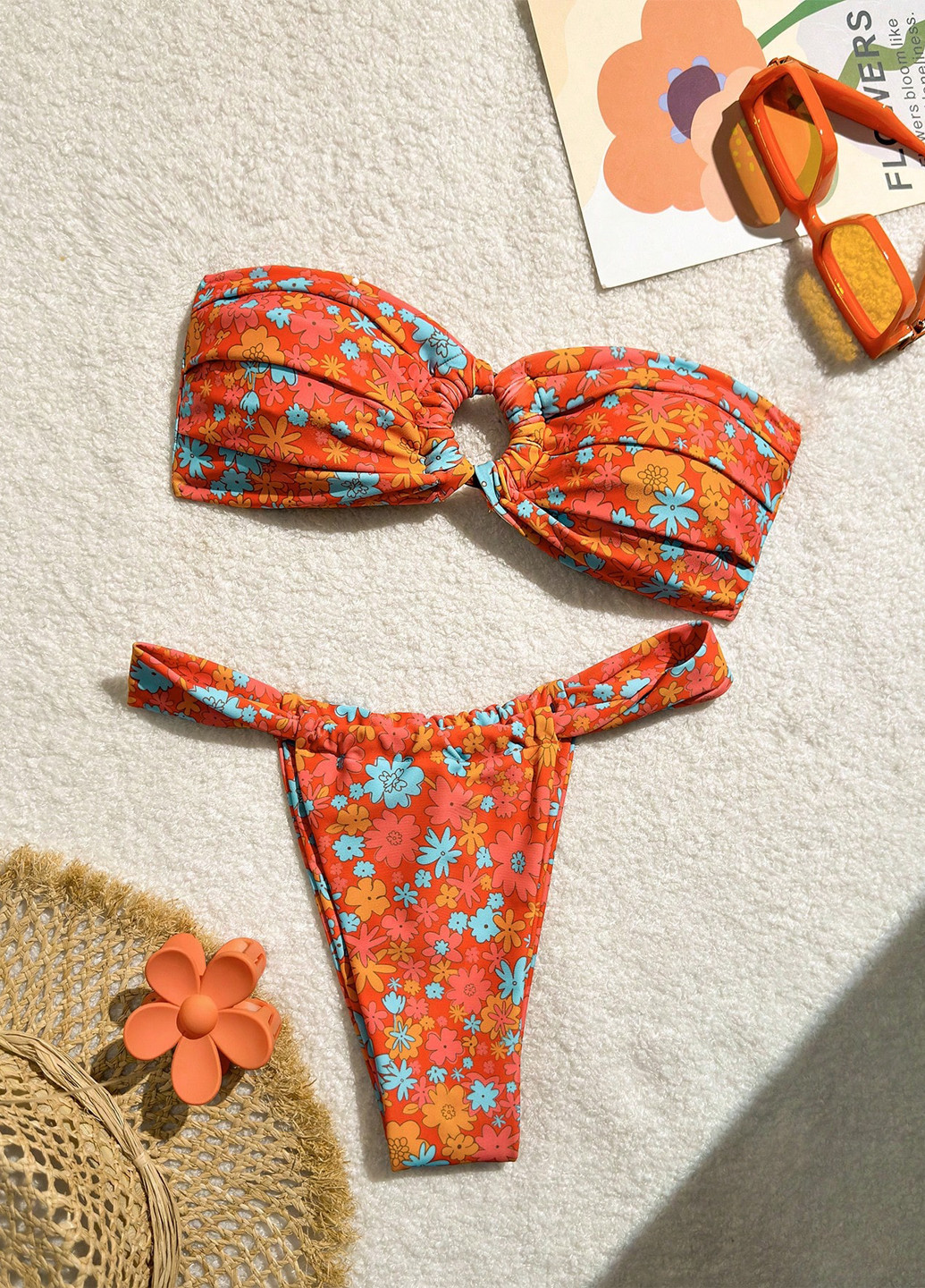 Помаранчевий літній купальник (бюстгалтер, трусики) роздільний SHEIN