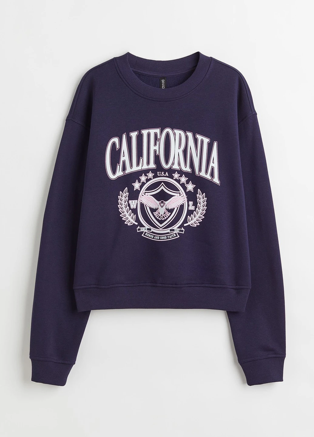 Темно-синій світшот H&M напис без декору (314704539)