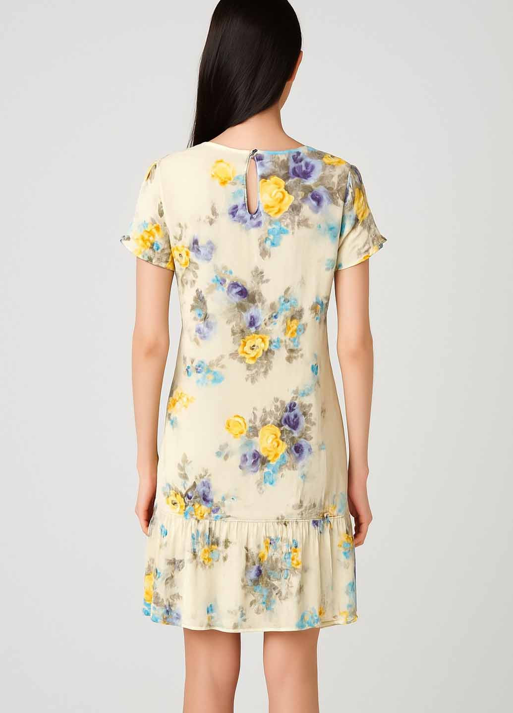 Молочна кежуал сукня а-силует Sassofono з квітковим принтом