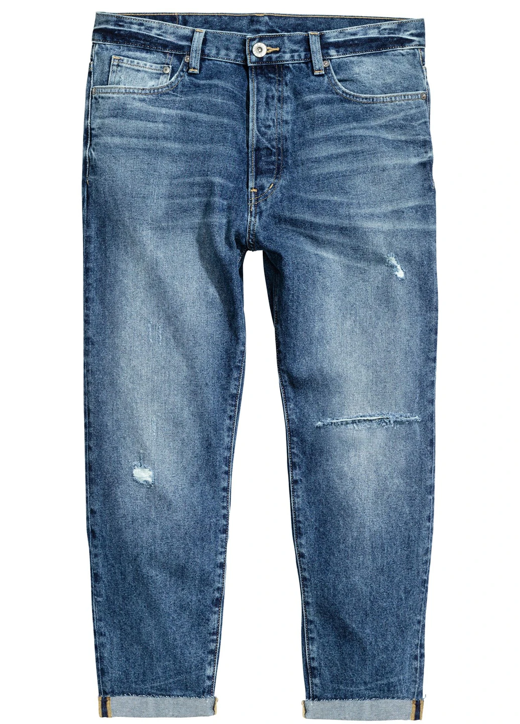 Синие демисезонные укороченные, зауженные джинсы H&M