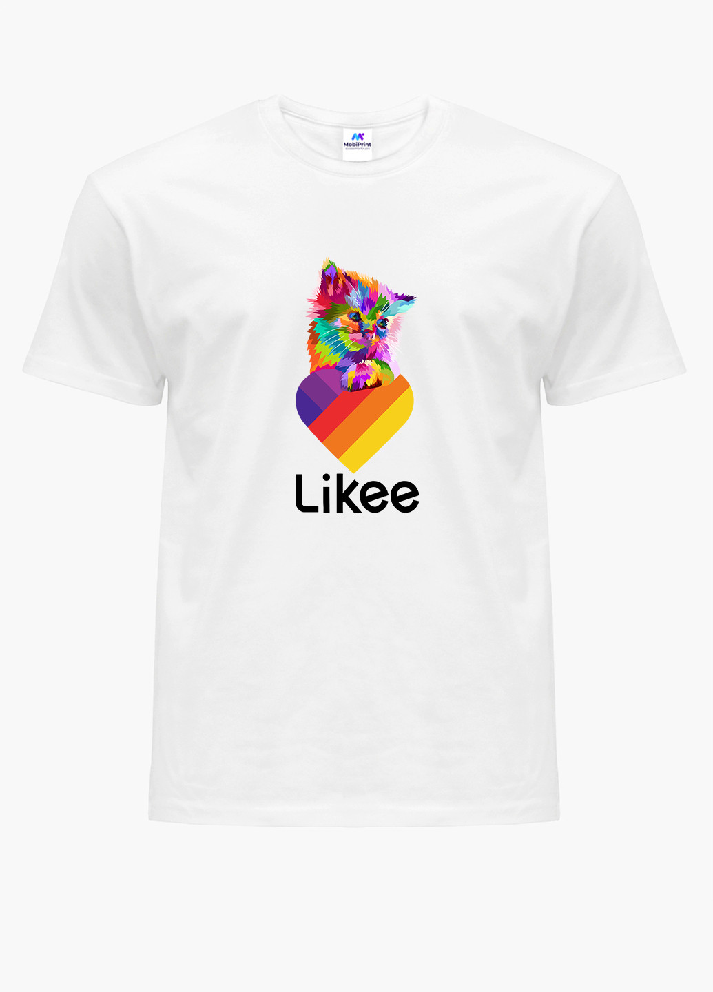 Біла демісезонна футболка дитяча лайк котик (likee cat) (9224-1470) MobiPrint