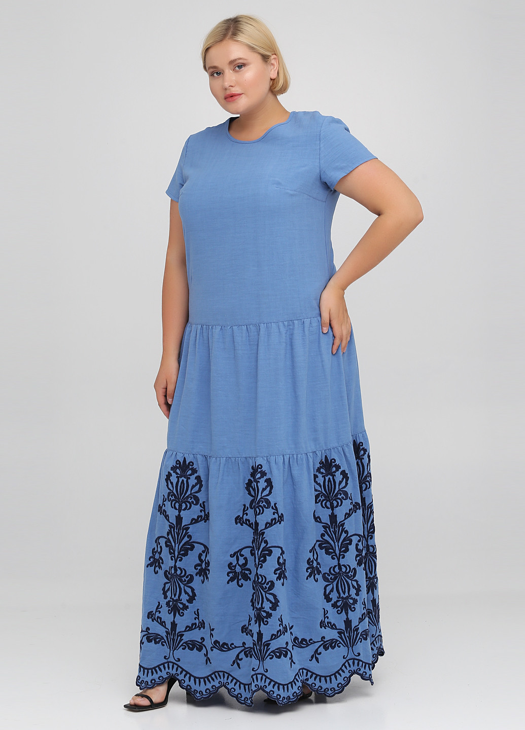 Темно-голубое кэжуал платье Ruta-S с орнаментом
